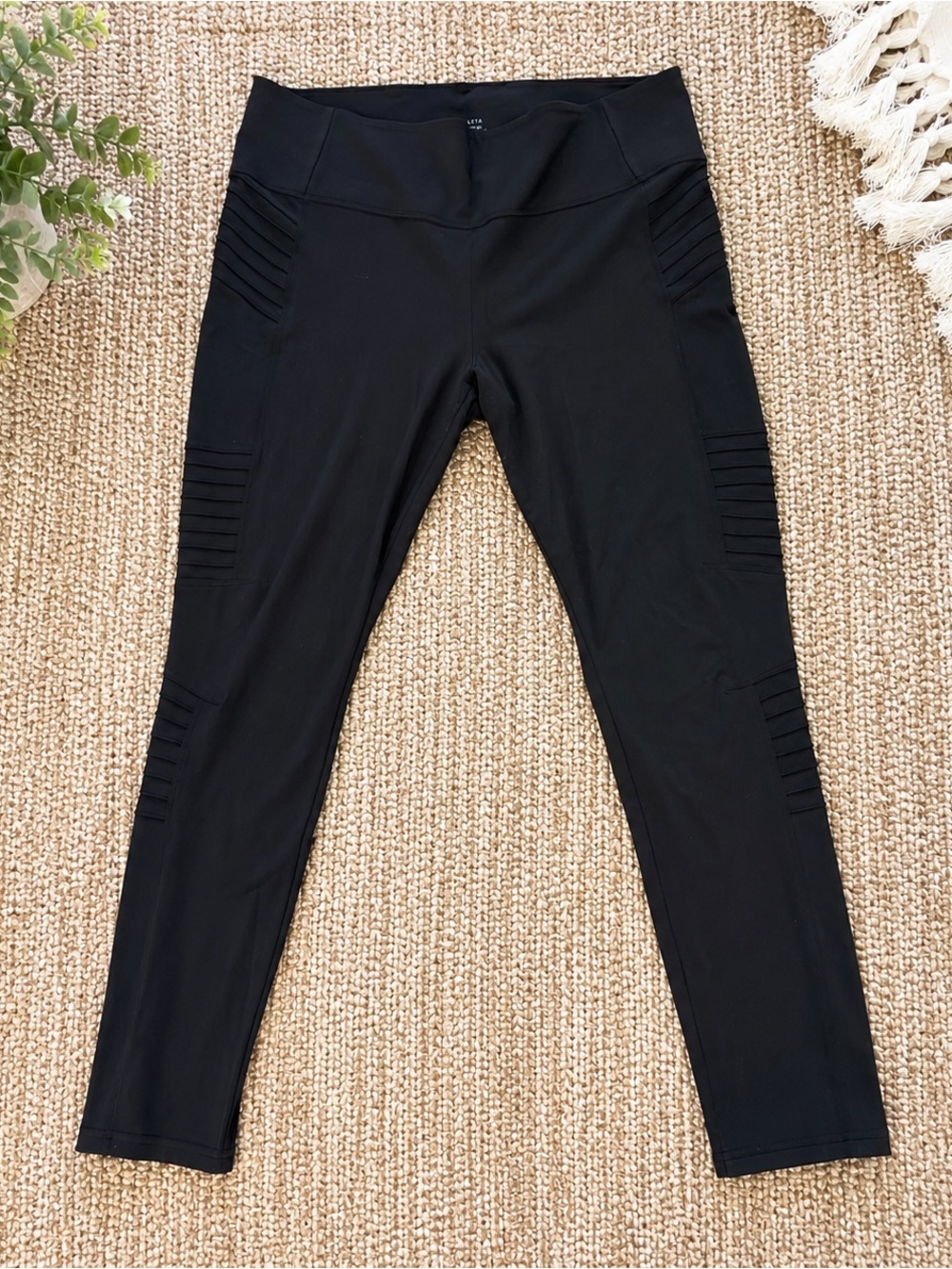 Athleta Delancey Moto Tight Leggings Black 2X Plus Size Zip Ankle